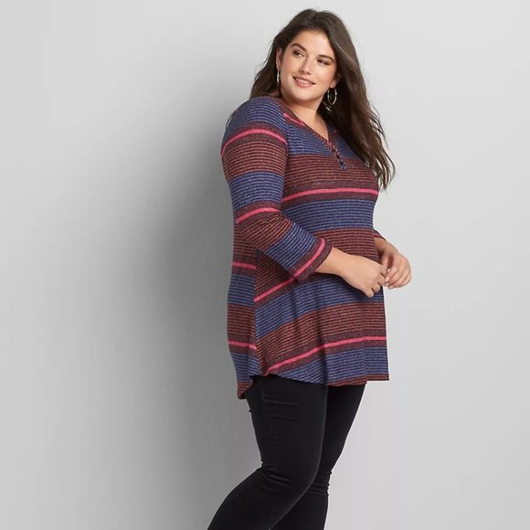 Lane Bryant Tops - Lane Bryant Striped Long sleeve Blouse
